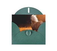 WHJDPP Dark Green Greeting Card Nature Scenic Horse Printing 4x6in for Christmas, children's birthdays, Valentine's Day, wedding anniversaries, and party invitations