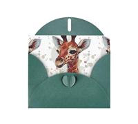 WHJDPP Dark Green Greeting Card Stylish Animal Watercolor Giraffe Printing 4x6in for Christmas, children's birthdays, Valentine's Day, wedding anniversaries, and party invitations
