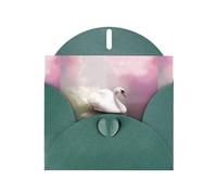 WHJDPP Dark Green Greeting Card White Swan Printing 4x6in for Christmas, children's birthdays, Valentine's Day, wedding anniversaries, and party invitations
