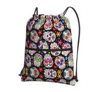 WHJDPP dead sugar Horror Skull Prints Drawstring Backpack - Lightweight Water-Resistant Sport Bag with Zipper Pocket - Gym, Travel, Yoga & Hiking