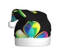 WHJDPP Diamond Rainbow Clover Picture Men's and women's plush Christmas hats, adult New Year's holiday party caps