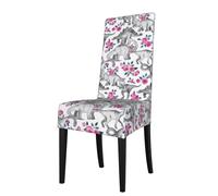 WHJDPP Dinosaurs Roses Pattern dining chair cover is easy to disassemble and made of high resilience fabric that is wear-resistant