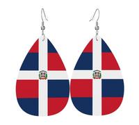 WHJDPP Dominican Republic Prints Drip Earrings - Faux Leather Charms for Women - Lightweight Dangling Jewelry - Party & Holiday Accents