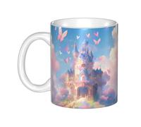 WHJDPP Dreamy butterfly castle Picture mug ceramic Mugs for cappuccino, latte, cereal, yogurt, milk, hot or cold drinks Micro-wave oven