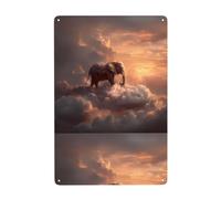 WHJDPP Elephant on a Cloud Picture Tin decorative painting 8x12in Made of tinplate, wear-resistant and durable