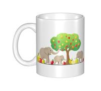 WHJDPP Elephants picking fruit Picture mug ceramic Mugs for cappuccino, latte, cereal, yogurt, milk, hot or cold drinks Micro-wave oven
