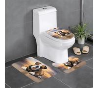 WHJDPP English-Bulldog Printing Bathroom Anti Slip Quick Drying Three Piece Set, Slip Quick Drying Durable Shower Bath mat