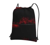 WHJDPP Explosion Burst Red Black Prints Drawstring Backpack - Lightweight Water-Resistant Sport Bag with Zipper Pocket - Gym, Travel, Yoga & Hiking