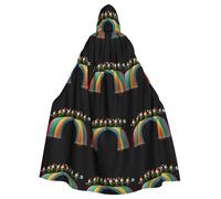 WHJDPP Fairies dancing on the rainbow Printed Halloween Adult Hooded Cape Cloak - Super Large Hooded Cloak No Zipper