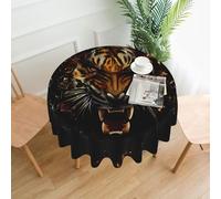 WHJDPP Ferocious Tiger Prints 60 Inch Round Table Throw - Waterproof Table Cover for Dining Table, Coffee Table, Party & Outdoor Use - Soft & Wrinkle Resistant Decor