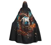 WHJDPP Firecracker Soccer Prints Halloween Adult Hooded Cloak for Costume Parties and Theme Events