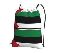 WHJDPP Flag of the State of Palestine Prints Drawstring Backpack - Lightweight Water-Resistant Sport Bag with Zipper Pocket - Gym, Travel, Yoga & Hiking