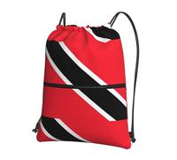 WHJDPP Flag of Trinidad and Tobago Prints Drawstring Zipper Backpack - Lightweight Water-Resistant Sport Gym Bag with Front Pocket & Internal Organizer - Ideal for Travel, Yoga, and Hiking