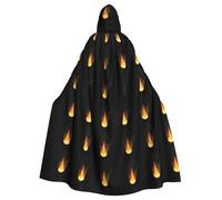 WHJDPP Flame burning in the darkness Printed Halloween Adult Hooded Cape Cloak with Bow Tie for Costume Parties, Cosplay