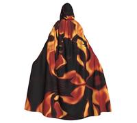 WHJDPP Flame Demon Prints Halloween Adult Hooded Cloak for Costume Parties and Theme Events