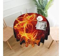 WHJDPP Flaming Fire Flowers Prints 60 Inch Round Table Throw - Waterproof Table Cover for Dining Table, Coffee Table, Party & Outdoor Use - Soft & Wrinkle Resistant Decor