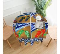 WHJDPP Flip Flops Prints 60 Inch Round Table Throw - Waterproof Table Cover for Dining Table, Coffee Table, Party & Outdoor Use - Soft & Wrinkle Resistant Decor