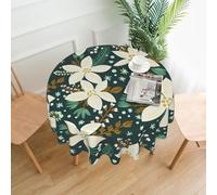 WHJDPP floral pattern Prints 60 Inch Round Table Throw - Waterproof Table Cover for Dining Table, Coffee Table, Party & Outdoor Use - Soft & Wrinkle Resistant Decor