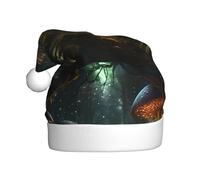 WHJDPP Forest Secret Realm Picture Men's and women's plush Christmas hats, adult New Year's holiday party caps