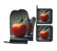 WHJDPP Fruit in The Sketch Prints Kitchen Baking 4-Piece Set with Heat Resistant Pot Holders & Oven Mitts - Waterproof Layer for Easy Clean, Great for Grilling & Baking