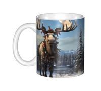 WHJDPP Funny Christmas Moose Picture mug ceramic Mugs for cappuccino, latte, cereal, yogurt, milk, hot or cold drinks Micro-wave oven