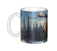 WHJDPP Funny Christmas Moose Printed mug ceramic Mugs for cappuccino, latte, cereal, yogurt, milk, hot or cold drinks Micro-wave oven