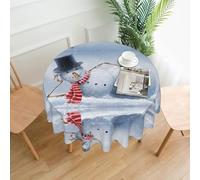 WHJDPP Funny Christmas Snowman Prints 60 Inch Round Table Throw - Waterproof Table Cover for Dining Table, Coffee Table, Party & Outdoor Use - Soft & Wrinkle Resistant Decor