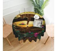 WHJDPP Funny Leopard Prints 60 Inch Round Table Throw - Waterproof Table Cover for Dining Table, Coffee Table, Party & Outdoor Use - Soft & Wrinkle Resistant Decor