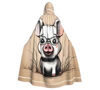 WHJDPP Funny Piggy Printed Halloween Adult Hooded Cape Cloak - Super Large Hooded Cloak No Zipper