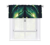 WHJDPP Galaxy Green Prints Charming Kitchen Window Cover - 54x18 Inch Peach Skin Valance with Decorative Print