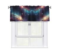 WHJDPP Galaxy Space Art Prints Charming Kitchen Window Cover - 54x18 Inch Peach Skin Valance with Decorative Print