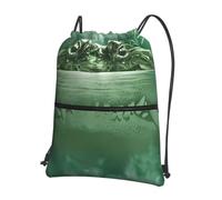 WHJDPP Gator Lurking Green Prints Drawstring Zipper Backpack - Lightweight Water-Resistant Sport Gym Bag with Front Pocket & Internal Organizer - Ideal for Travel, Yoga, and Hiking