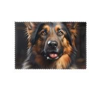 WHJDPP German Shepherd Printing Placemats for Dining Table Set of 6 for Homes, and Banquets Easy to Clean at Room Temperature for Long-Lasting Use