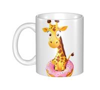 WHJDPP Giraffe on a donut Picture mug ceramic Mugs for cappuccino, latte, cereal, yogurt, milk, hot or cold drinks Micro-wave oven