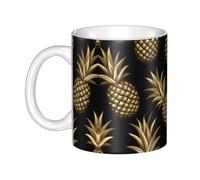 WHJDPP gold pineapple background Picture mug ceramic Mugs for cappuccino, latte, cereal, yogurt, milk, hot or cold drinks Micro-wave oven