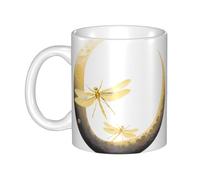WHJDPP Golden dragonflies on the moon Picture mug ceramic Mugs for cappuccino, latte, cereal, yogurt, milk, hot or cold drinks Micro-wave oven