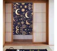 WHJDPP Golden Stars In The Night Sky Pattern Curtain two Pieces Spliced 34x56in Fabric curtains, room dividers for Hanging Between Rooms, at Doorways