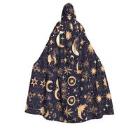 WHJDPP Golden Stars In The Night Sky Prints Halloween Adult Hooded Cloak for Costume Parties and Theme Events