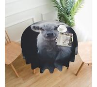 WHJDPP Gray Cow Prints 60 Inch Round Table Throw - Waterproof Table Cover for Dining Table, Coffee Table, Party & Outdoor Use - Soft & Wrinkle Resistant Decor