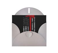 WHJDPP Gray Greeting Card Firefighter Axe Red Line Flag Printing 4x6in for Christmas, children's birthdays, Valentine's Day, wedding anniversaries, and party invitations