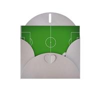 WHJDPP Gray Greeting Card Green Grass Field Soccer Playground The Ball Printing 4x6in for Christmas, children's birthdays, Valentine's Day, wedding anniversaries, and party invitations