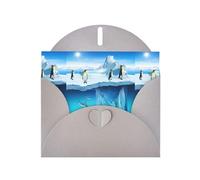 WHJDPP Gray Greeting Card Penguins On The Iceberg Printing 4x6in for Christmas, children's birthdays, Valentine's Day, wedding anniversaries, and party invitations