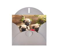 WHJDPP Gray Greeting Card puppys pug Printing 4x6in for Christmas, children's birthdays, Valentine's Day, wedding anniversaries, and party invitations