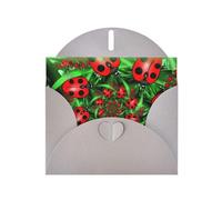 WHJDPP Gray Greeting Card Red Ladybug Printing 4x6in for Christmas, children's birthdays, Valentine's Day, wedding anniversaries, and party invitations
