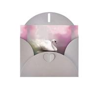 WHJDPP Gray Greeting Card White Swan Printing 4x6in for Christmas, children's birthdays, Valentine's Day, wedding anniversaries, and party invitations