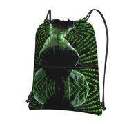 WHJDPP Hacker Attack Prints Drawstring Zipper Backpack - Lightweight Water-Resistant Sport Gym Bag with Front Pocket & Internal Organizer - Ideal for Travel, Yoga, and Hiking