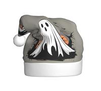 WHJDPP Halloween Ghost Picture Men's and women's plush Christmas hats, adult New Year's holiday party caps