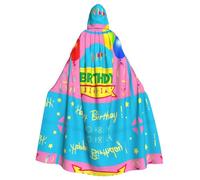 WHJDPP Happy Birthday Balloon Prints Halloween Adult Hooded Cloak for Costume Parties and Theme Events