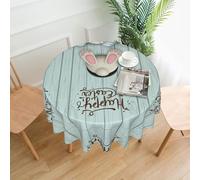 WHJDPP Happy Easter Eggs Bunny Tail Prints 60 Inch Round Table Throw - Waterproof Table Cover for Dining Table, Coffee Table, Party & Outdoor Use - Soft & Wrinkle Resistant Decor