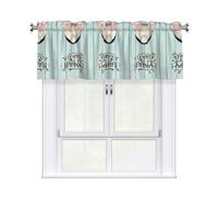 WHJDPP Happy Easter Eggs Bunny Tail Prints Curtain Valance 54x18 Inch - Peach Skin Window Cover with Printed Design, Filtering Light for Kitchen Decor